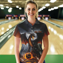 Load image into Gallery viewer, Custom Thunder Lightning Dragon Bowling Polo Shirts For Women,Dragon Bowling Team Shirt IPHW8300