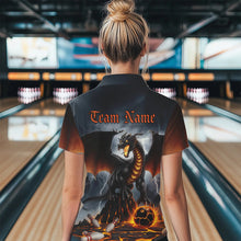 Load image into Gallery viewer, Custom Thunder Lightning Dragon Bowling Polo Shirts For Women,Dragon Bowling Team Shirt IPHW8300