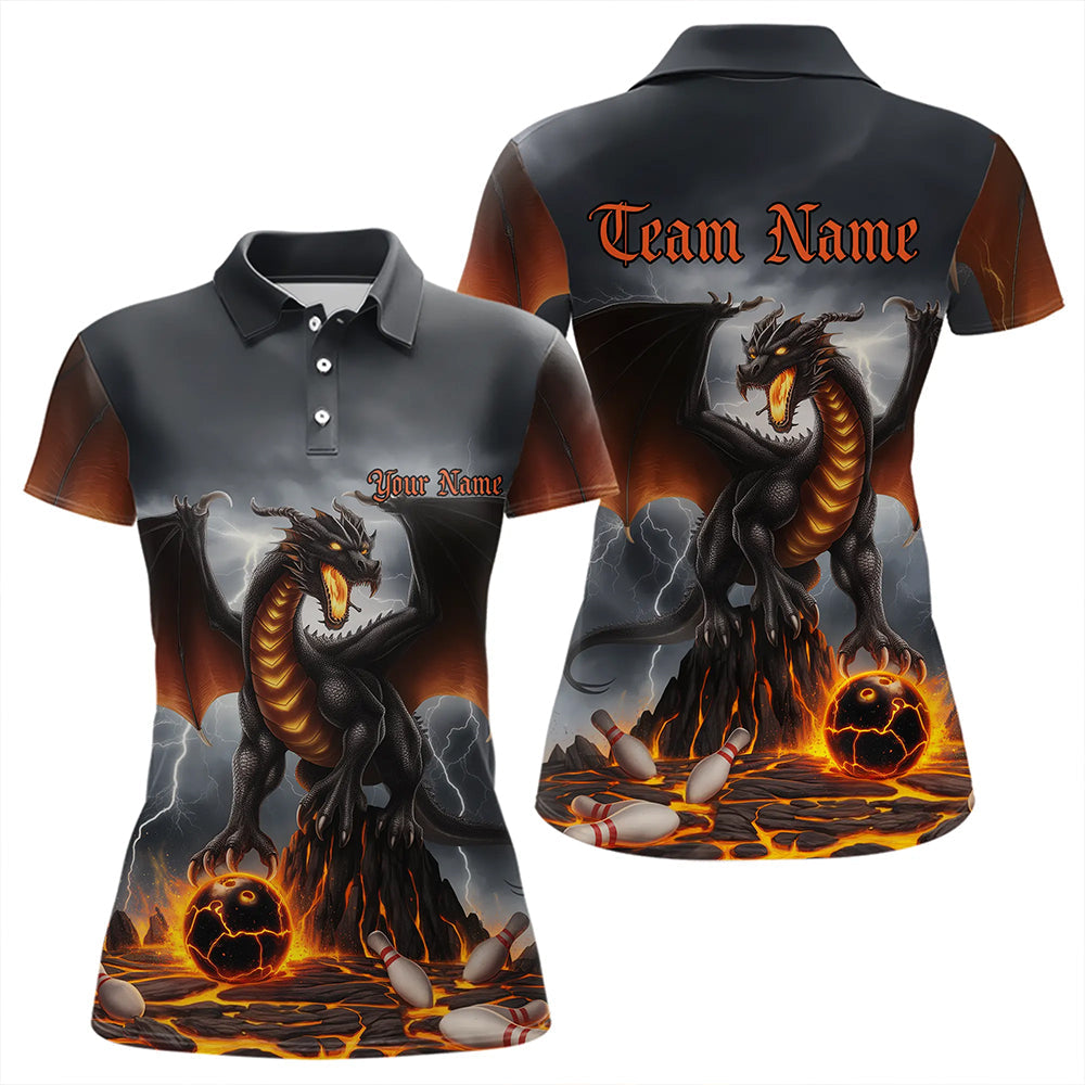 Custom Thunder Lightning Dragon Bowling Polo Shirts For Women,Dragon Bowling Team Shirt IPHW8300