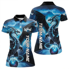 Load image into Gallery viewer, Custom Blue Thunder Lightning Dragon Bowling Polo Shirts For Women, Dragon Bowling Uniform IPHW8302