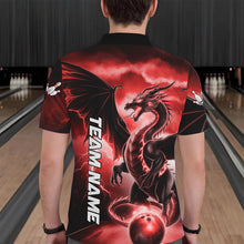 Load image into Gallery viewer, Custom Red Thunder Lightning Dragon Bowling Polo Shirts For Men, Dragon Bowling Uniform IPHW8303