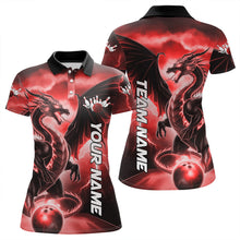 Load image into Gallery viewer, Custom Red Thunder Lightning Dragon Bowling Polo Shirts For Women, Dragon Bowling Uniform IPHW8303