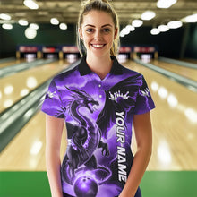 Load image into Gallery viewer, Custom Purple Thunder Lightning Dragon Bowling Polo Shirt For Women, Dragon Bowling Uniform IPHW8305