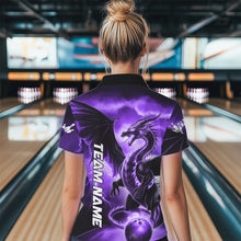 Load image into Gallery viewer, Custom Purple Thunder Lightning Dragon Bowling Polo Shirt For Women, Dragon Bowling Uniform IPHW8305