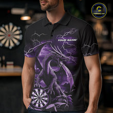Load image into Gallery viewer, Custom Purple Lightning Dragon Darts Men Polo Shirts, Dragon Darts Team Jersey IPHW10383