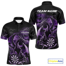 Load image into Gallery viewer, Custom Purple Lightning Dragon Darts Men Polo Shirts, Dragon Darts Team Jersey IPHW10383
