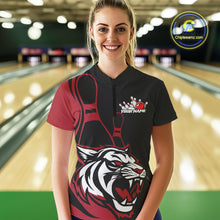 Load image into Gallery viewer, Custom Black And Red Tiger Bowling Jerseys, Tiger Bowling Team Women Quarter-Zip Shirts IPHW9014