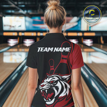 Load image into Gallery viewer, Custom Black And Red Tiger Bowling Jerseys, Tiger Bowling Team Women Quarter-Zip Shirts IPHW9014