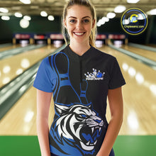 Load image into Gallery viewer, Custom Black And Blue Tiger Bowling Jerseys, Tiger Bowling Team Women Quarter-Zip Shirts IPHW9015