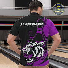 Load image into Gallery viewer, Custom Black And Purple Tiger Bowling Jerseys, Tiger Bowling Team Men Quarter-Zip Shirts IPHW9017