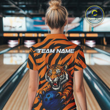 Load image into Gallery viewer, Custom Tiger Bowling Team Quarter-Zip Shirts For Women, Tiger Bowling Team Uniform IPHW9025