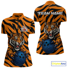 Load image into Gallery viewer, Custom Tiger Bowling Team Quarter-Zip Shirts For Women, Tiger Bowling Team Uniform IPHW9025