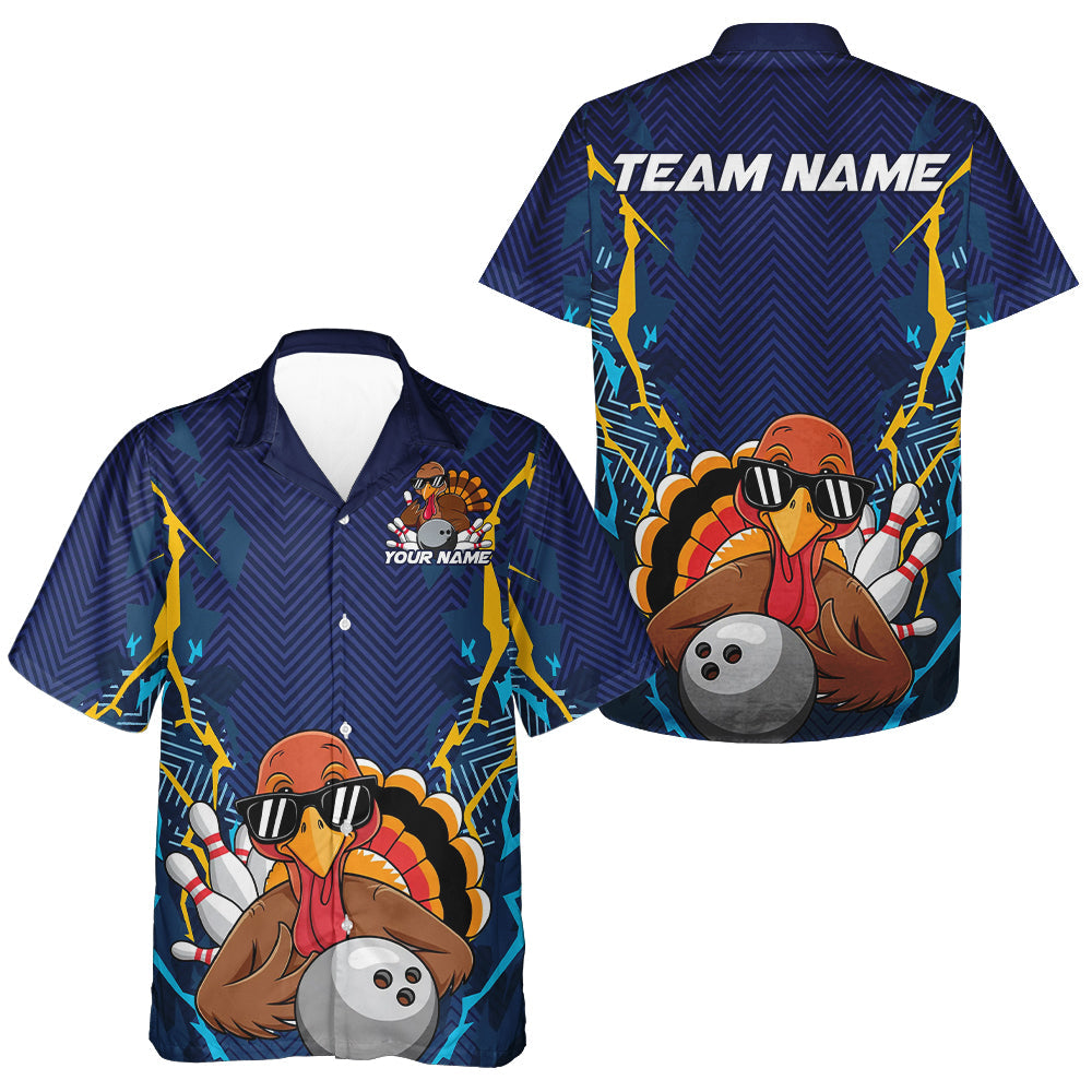 Custom Funny Turkey Bowling Team Shirts For Men And Women, Thanksgiving Bowling Uniform Bowler Outfit IPHW7872