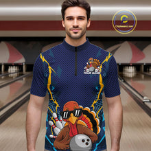 Load image into Gallery viewer, Custom Funny Turkey Bowling Team Shirts For Men, Thanksgiving Bowling Uniform Bowler Outfit IPHW7872
