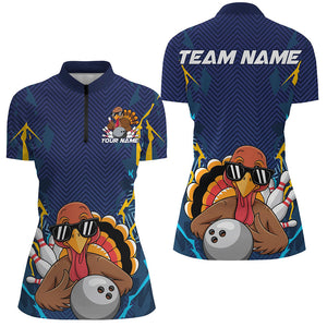 Custom Funny Turkey Bowling Team Shirts For Women, Thanksgiving Bowling Uniform Outfit IPHW7872