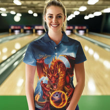 Load image into Gallery viewer, Custom Blue Thunder Lightning Flame Dragon Bowling Polo Team Shirts For Women IPHW8306