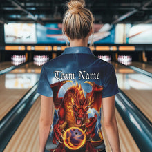 Load image into Gallery viewer, Custom Blue Thunder Lightning Flame Dragon Bowling Polo Team Shirts For Women IPHW8306
