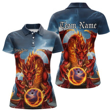 Load image into Gallery viewer, Custom Blue Thunder Lightning Flame Dragon Bowling Polo Team Shirts For Women IPHW8306