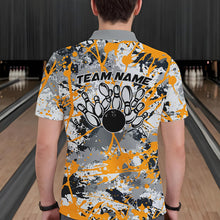 Load image into Gallery viewer, Custom Yellow Splatter Bowling Team Polo Shirts For Men, Bowling Tournament Shirts IPHW8308