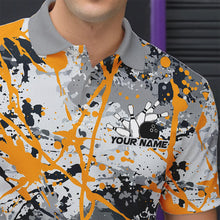 Load image into Gallery viewer, Custom Yellow Splatter Bowling Team Polo Shirts For Men, Bowling Tournament Shirts IPHW8308