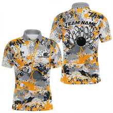 Load image into Gallery viewer, Custom Yellow Splatter Bowling Team Polo Shirts For Men, Bowling Tournament Shirts IPHW8308