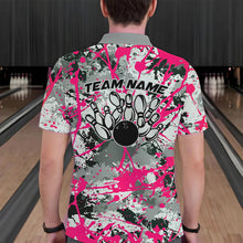 Load image into Gallery viewer, Custom Pink Splatter Bowling Team Polo Shirts For Men, Bowling Tournament Shirts IPHW8309