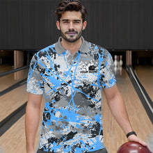 Load image into Gallery viewer, Custom Blue Splatter Bowling Team Polo Shirts For Men, Bowling Tournament Shirts IPHW8311