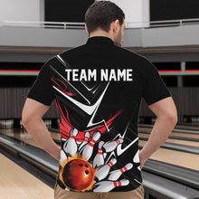 Load image into Gallery viewer, Custom Black And Red Flame Bowling Quarter-Zip Shirts For Men, Fire Bowling Team Uniform IPHW8316