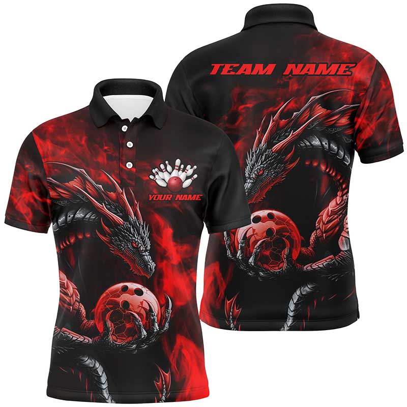 Custom Multi-Color Dragon Bowling Team Polo And Quarter-Zip Shirts For Men, Women, Kids IPHW5874