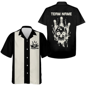 Custom Vintage Skull Bowling Shirts, Men And Ladies Retro Hawaiian Bowling Shirts IPHW6765