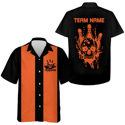 Custom Vintage Skull Bowling Shirts, Men And Ladies Retro Hawaiian Bowling Shirts IPHW6765