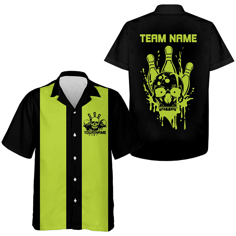 Custom Vintage Skull Bowling Shirts, Men And Ladies Retro Hawaiian Bowling Shirts IPHW6765