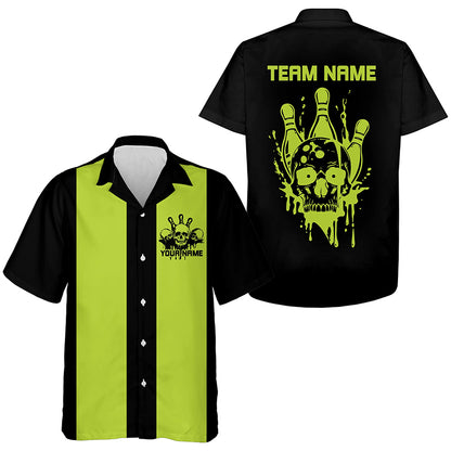 Custom Vintage Skull Bowling Shirts, Men And Ladies Retro Hawaiian Bowling Shirts IPHW6765