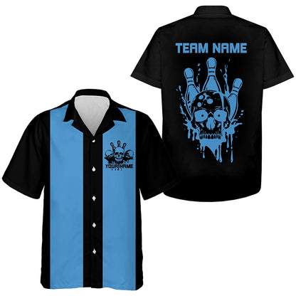 Custom Vintage Skull Bowling Shirts, Men And Ladies Retro Hawaiian Bowling Shirts IPHW6765