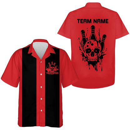 Custom Vintage Skull Bowling Shirts, Men And Ladies Retro Hawaiian Bowling Shirts IPHW6765