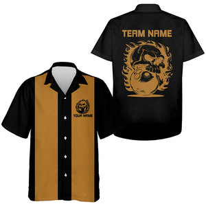 Custom Flame Skull Hawaiian Bowling Shirts, Bowling Vintage Shirts For Men And Women IPHW6768