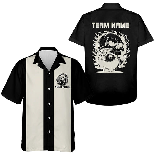 Custom Flame Skull Hawaiian Bowling Shirts, Bowling Vintage Shirts For Men And Women IPHW6768