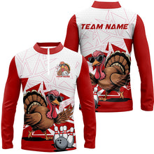 Load image into Gallery viewer, White And Red Custom Funny Turkey Bowling Shirts For Men, Thanksgiving Bowling Team Jerseys IPHW7874