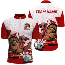 Load image into Gallery viewer, White And Red Custom Funny Turkey Bowling Shirts For Men, Thanksgiving Bowling Team Jerseys IPHW7874