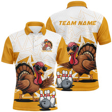 Load image into Gallery viewer, White And Yellow Custom Funny Turkey Bowling Shirts For Men, Thanksgiving Bowling Team Jerseys IPHW7875