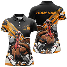 Load image into Gallery viewer, Black And Yellow Camo Custom Funny Turkey Ladies Bowling Shirts, Thanksgiving Bowling IPHW7881