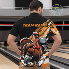 Load image into Gallery viewer, Black And Yellow Camo Custom Funny Turkey Bowling Shirts For Men, Thanksgiving Bowling Tournament IPHW7881