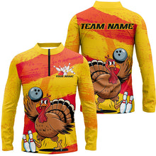 Load image into Gallery viewer, Orange And Yellow Custom Funny Turkey Bowling Shirts For Men, Thanksgiving Bowling Team Outfits IPHW7883