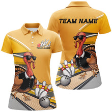 Load image into Gallery viewer, Custom Yellow Funny Turkey Bowling Team Shirts For Women, Thanksgiving Bowler Outfits IPHW7885