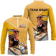 Load image into Gallery viewer, Custom Yellow Funny Turkey Bowling Team Shirts For Men, Thanksgiving Bowler Outfits IPHW7885