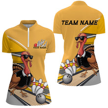 Load image into Gallery viewer, Custom Yellow Funny Turkey Bowling Team Shirts For Women, Thanksgiving Bowler Outfits IPHW7885