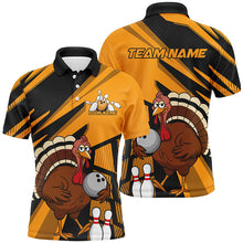 Load image into Gallery viewer, Custom Black And Yellow Turkey Bowling Shirts For Men, Thanksgiving Bowling Team Outfits IPHW7886