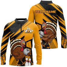 Load image into Gallery viewer, Custom Black And Yellow Turkey Bowling Shirts For Men, Thanksgiving Bowling Team Outfits IPHW7886