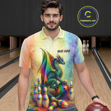 Load image into Gallery viewer, Custom Colorful Rainbow Colors Dragon Bowling Team Shirts, Dragon Bowling League Shirt IPHW10233