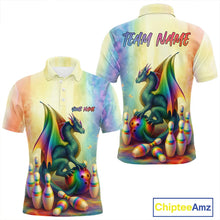 Load image into Gallery viewer, Custom Colorful Rainbow Colors Dragon Bowling Team Shirts, Dragon Bowling League Shirt IPHW10233